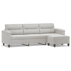 vidaXL Couch Modern Accent Upholstered Chair with Footstool Microfiber Fabric