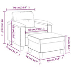 vidaXL Couch Modern Accent Upholstered Chair with Footstool Microfiber Fabric