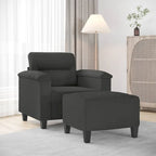 vidaXL Couch Modern Accent Upholstered Chair with Footstool Microfiber Fabric