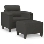 vidaXL Couch Modern Accent Upholstered Chair with Footstool Microfiber Fabric