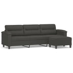 vidaXL Couch Modern Accent Upholstered Chair with Footstool Microfiber Fabric
