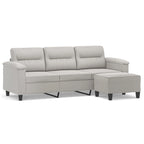 vidaXL Couch Modern Accent Upholstered Chair with Footstool Microfiber Fabric
