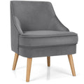 Poltrona imbottita in velluto con gambe in legno di gomma - 27 x 25 x 30 (L x P x A)