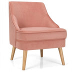 Poltrona imbottita in velluto con gambe in legno di gomma - 27 x 25 x 30 (L x P x A)