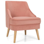 Poltrona imbottita in velluto con gambe in legno di gomma - 27 x 25 x 30 (L x P x A)