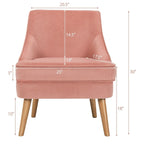 Poltrona imbottita in velluto con gambe in legno di gomma - 27 x 25 x 30 (L x P x A)