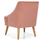 Poltrona imbottita in velluto con gambe in legno di gomma - 27 x 25 x 30 (L x P x A)