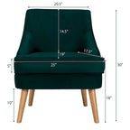 Poltrona imbottita in velluto con gambe in legno di gomma - 27 x 25 x 30 (L x P x A)