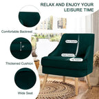 Poltrona imbottita in velluto con gambe in legno di gomma - 27 x 25 x 30 (L x P x A)