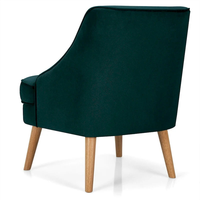 Poltrona imbottita in velluto con gambe in legno di gomma - 27 x 25 x 30 (L x P x A)