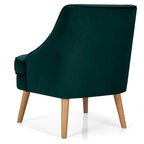 Poltrona imbottita in velluto con gambe in legno di gomma - 27 x 25 x 30 (L x P x A)