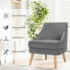 Poltrona imbottita in velluto con gambe in legno di gomma - 27 x 25 x 30 (L x P x A)