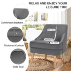 Poltrona imbottita in velluto con gambe in legno di gomma - 27 x 25 x 30 (L x P x A)