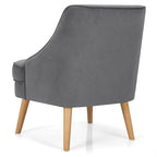 Poltrona imbottita in velluto con gambe in legno di gomma - 27 x 25 x 30 (L x P x A)
