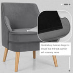 Poltrona imbottita in velluto con gambe in legno di gomma - 27 x 25 x 30 (L x P x A)