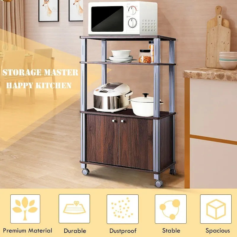 Microwave Rack Stand Rolling Storage Cart - 23.5 x 15.5 x 38.5 (L x W x H)