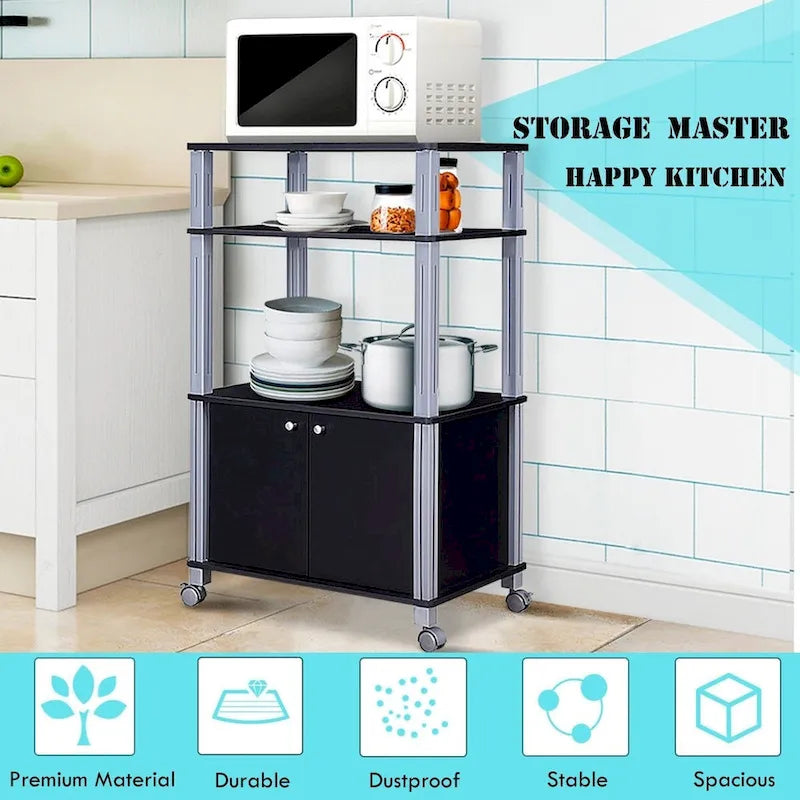 Microwave Rack Stand Rolling Storage Cart - 23.5 x 15.5 x 38.5 (L x W x H)