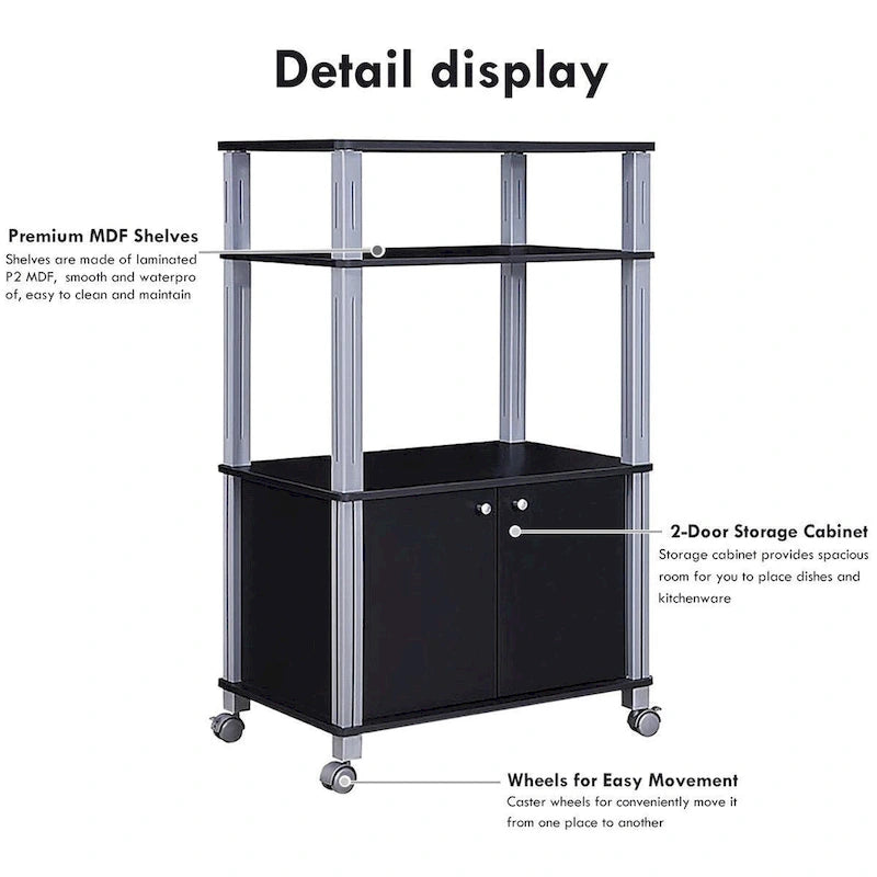 Microwave Rack Stand Rolling Storage Cart - 23.5 x 15.5 x 38.5 (L x W x H)