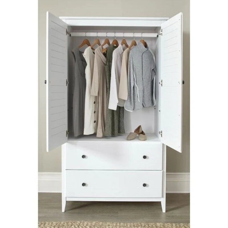 FarmHome Louvered Distressed Solid Pine Armoire