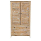 FarmHome Louvered Distressed Solid Pine Armoire