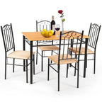 Costway 5 PC Dining Set Wood Metal Table 30 and 4 Chairs Kitchen