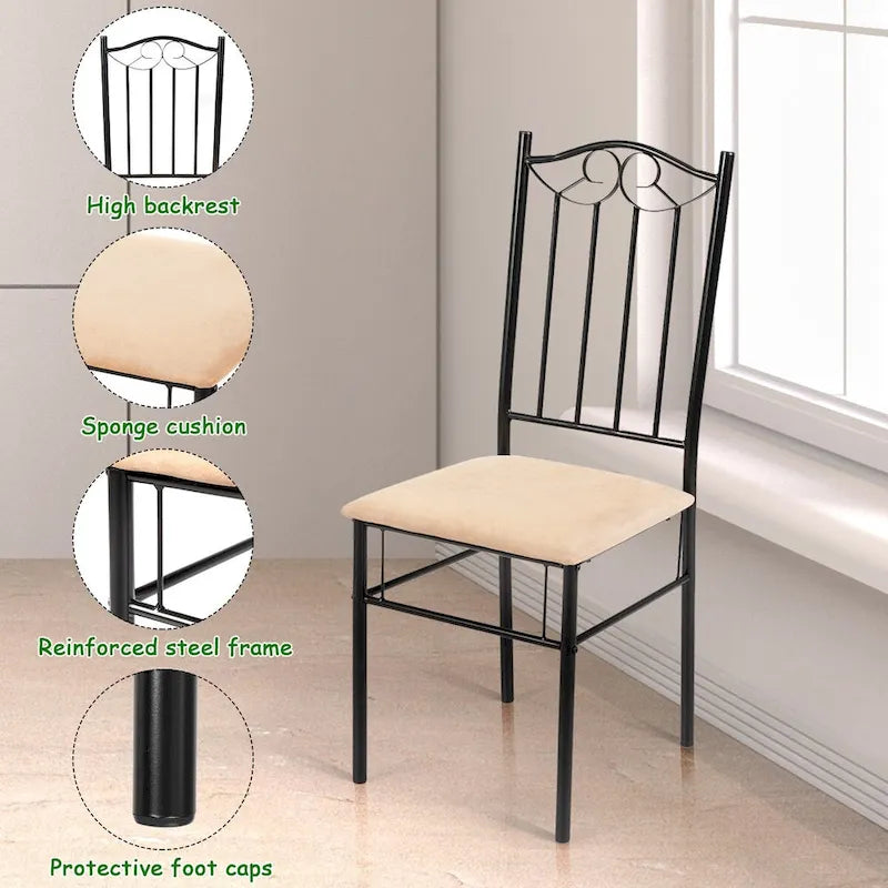 Costway 5 PC Dining Set Wood Metal Table 30 and 4 Chairs Kitchen