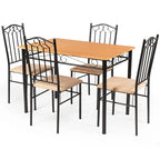 Costway 5 PC Dining Set Wood Metal Table 30 and 4 Chairs Kitchen