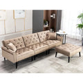 Divano-letto convertibile in velluto, divano componibile con pouf, divano-letto futon stile Mid-Century - 32P x 100,7L x 29,9A