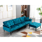 Divano-letto convertibile in velluto, divano componibile con pouf, divano-letto futon stile Mid-Century - 32P x 100,7L x 29,9A