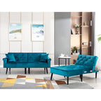 Divano-letto convertibile in velluto, divano componibile con pouf, divano-letto futon stile Mid-Century - 32P x 100,7L x 29,9A