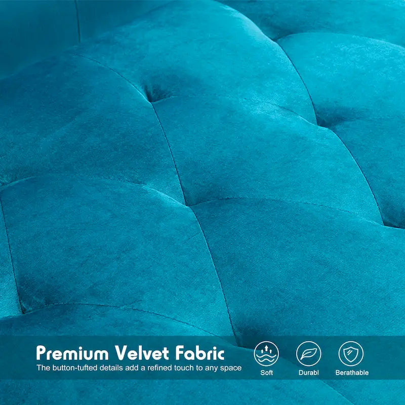 Divano-letto convertibile in velluto, divano componibile con pouf, divano-letto futon stile Mid-Century - 32P x 100,7L x 29,9A