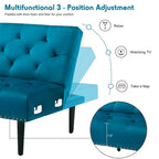 Divano-letto convertibile in velluto, divano componibile con pouf, divano-letto futon stile Mid-Century - 32P x 100,7L x 29,9A