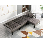 Divano-letto convertibile in velluto, divano componibile con pouf, divano-letto futon stile Mid-Century - 32P x 100,7L x 29,9A