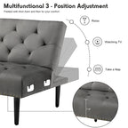 Divano-letto convertibile in velluto, divano componibile con pouf, divano-letto futon stile Mid-Century - 32P x 100,7L x 29,9A