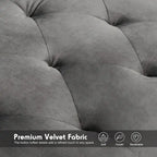 Divano-letto convertibile in velluto, divano componibile con pouf, divano-letto futon stile Mid-Century - 32P x 100,7L x 29,9A