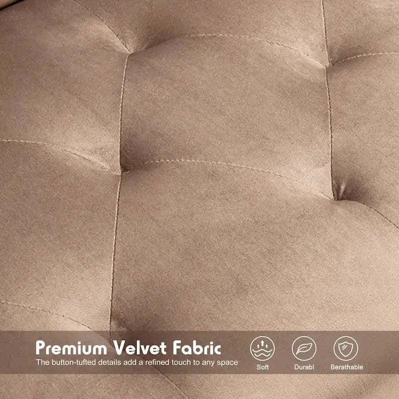 Divano-letto convertibile in velluto, divano componibile con pouf, divano-letto futon stile Mid-Century - 32P x 100,7L x 29,9A
