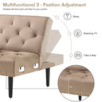 Divano-letto convertibile in velluto, divano componibile con pouf, divano-letto futon stile Mid-Century - 32P x 100,7L x 29,9A