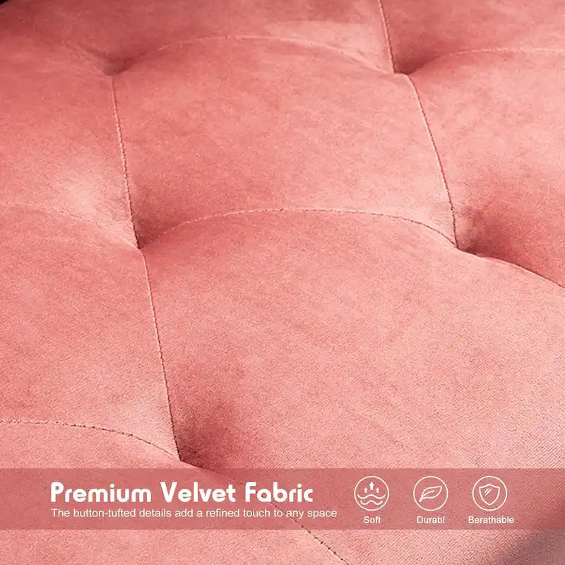 Divano-letto convertibile in velluto, divano componibile con pouf, divano-letto futon stile Mid-Century - 32P x 100,7L x 29,9A