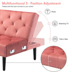 Divano-letto convertibile in velluto, divano componibile con pouf, divano-letto futon stile Mid-Century - 32P x 100,7L x 29,9A