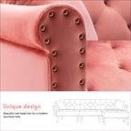 Divano-letto convertibile in velluto, divano componibile con pouf, divano-letto futon stile Mid-Century - 32P x 100,7L x 29,9A