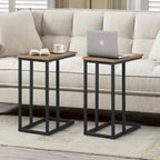 VECELO C-Shaped End Table Small Side Table Sofa Table with Metal Frame C-Shaped Couch Table Nightstand Set of 2