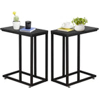 VECELO C-Shaped End Table Small Side Table Sofa Table with Metal Frame C-Shaped Couch Table Nightstand Set of 2