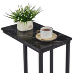 VECELO C-Shaped End Table Small Side Table Sofa Table with Metal Frame C-Shaped Couch Table Nightstand Set of 2