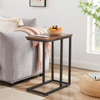 VECELO C-Shaped End Table Small Side Table Sofa Table with Metal Frame C-Shaped Couch Table Nightstand Set of 2