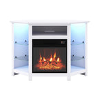 Electric Fireplace Corner TV Stand with LED Lights and Adjustable Glass Shelves - 45 x 22 x 30