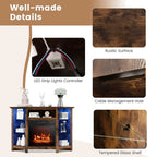 Electric Fireplace Corner TV Stand with LED Lights and Adjustable Glass Shelves - 45 x 22 x 30