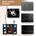Electric Fireplace Corner TV Stand with LED Lights and Adjustable Glass Shelves - 45 x 22 x 30