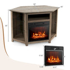 Electric Fireplace Corner TV Stand with LED Lights and Adjustable Glass Shelves - 45 x 22 x 30