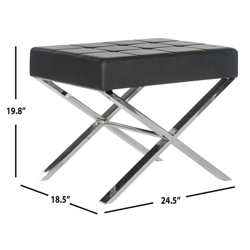 SAFAVIEH Marlys Modern Glam Black Ottoman