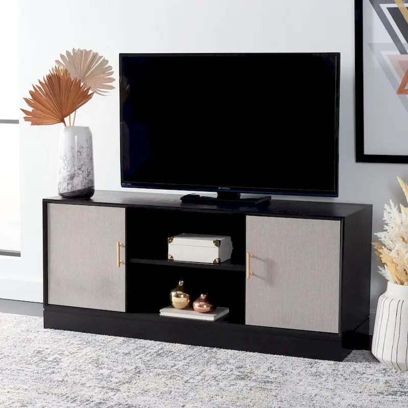 SAFAVIEH Burghilde 2 Door 1 Shelf Media Stand - 47 W x 16 D x 20 H - 47Wx16Dx20H